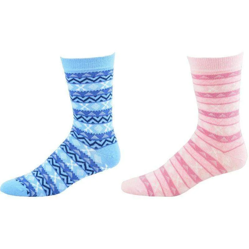 Women's Acrylic Fairisle Crew Socks - 2 Pairs