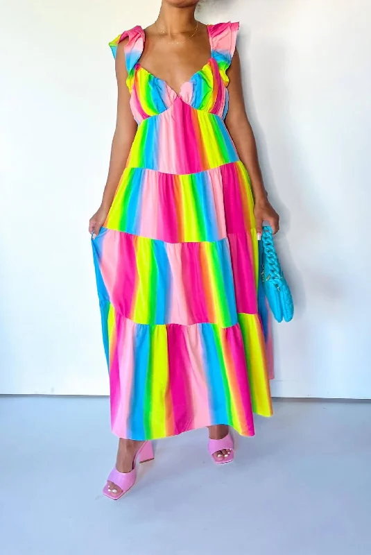 Ombre Maxi Dress In Rainbow