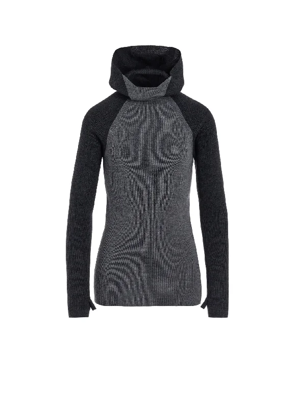 STANDARD WOOL WOSHABLE PLAIN STITCH SIDE HOODED KNITWEAR