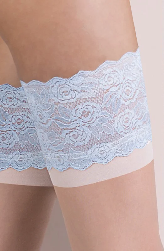 Natural Leg - Cream Band - Blue Lace Top