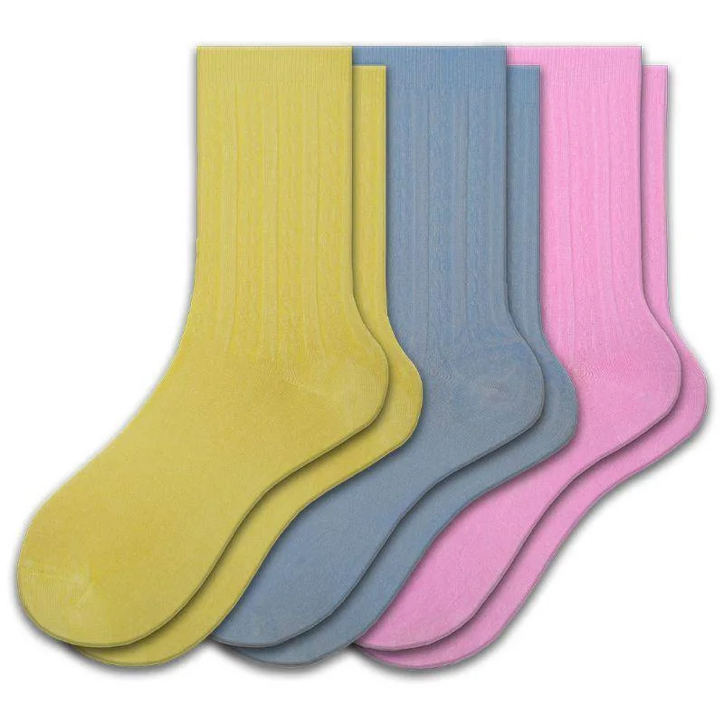 Women's Rayon Socks, Women's Cable Pattern Crew Rayon Socks - 3 Pair Pack