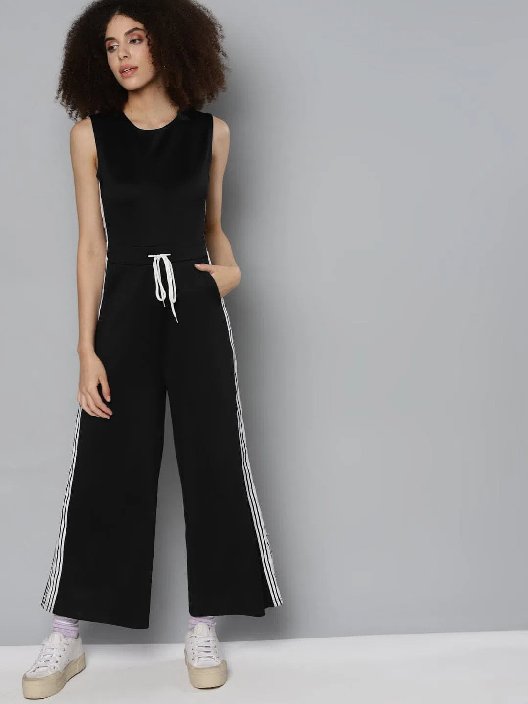 Women Solid Black Jumpsuits & Sets