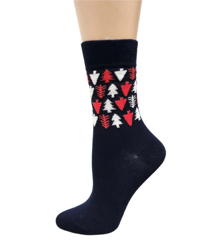 Women's Christmas Crew Tree Socks in Silky Viscose