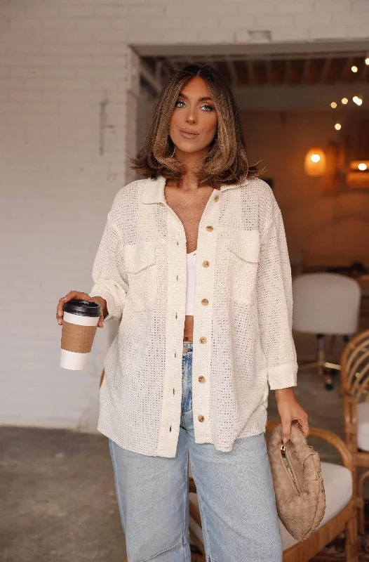 Waffle Knit Button Down