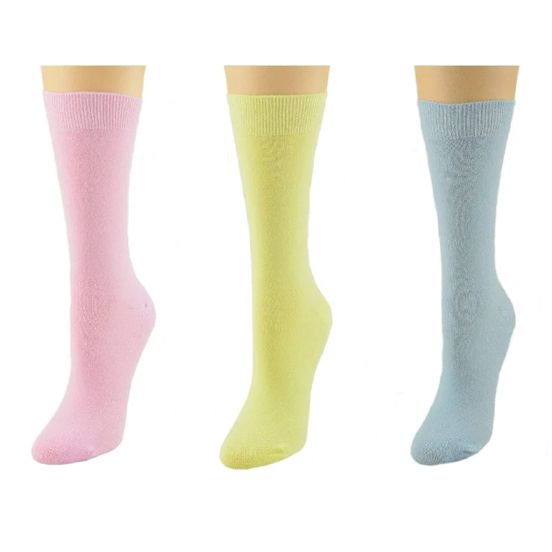 Women's Solid Color Bamboo Crew Socks - 3 Pair Packs