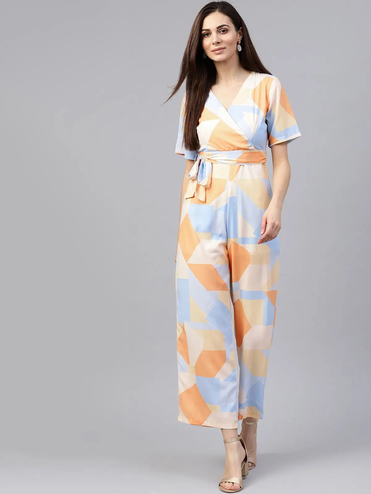 Overlap Abstract Print Jumpsuit