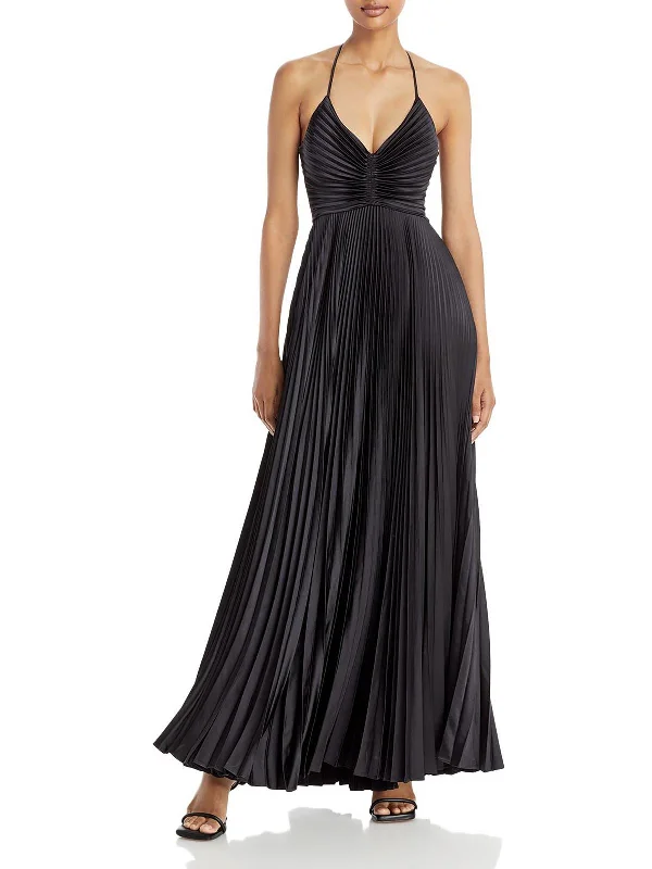 Womens Pleated Open-back Maxi Dress