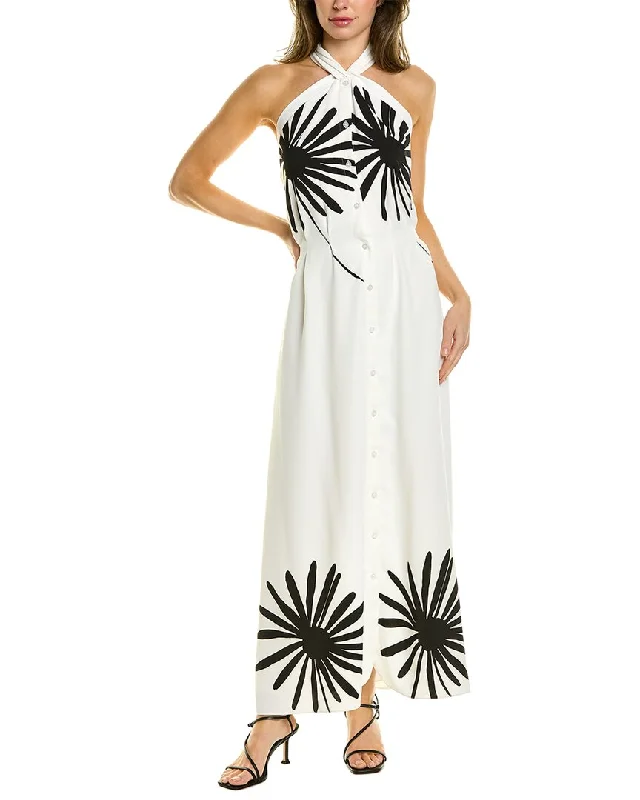 Oscar de la Renta Halter Silk-Lined Midi Dress