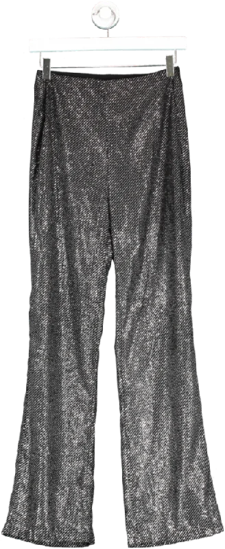 ZARA Black Semi Sheer Polka Dot Trousers UK S