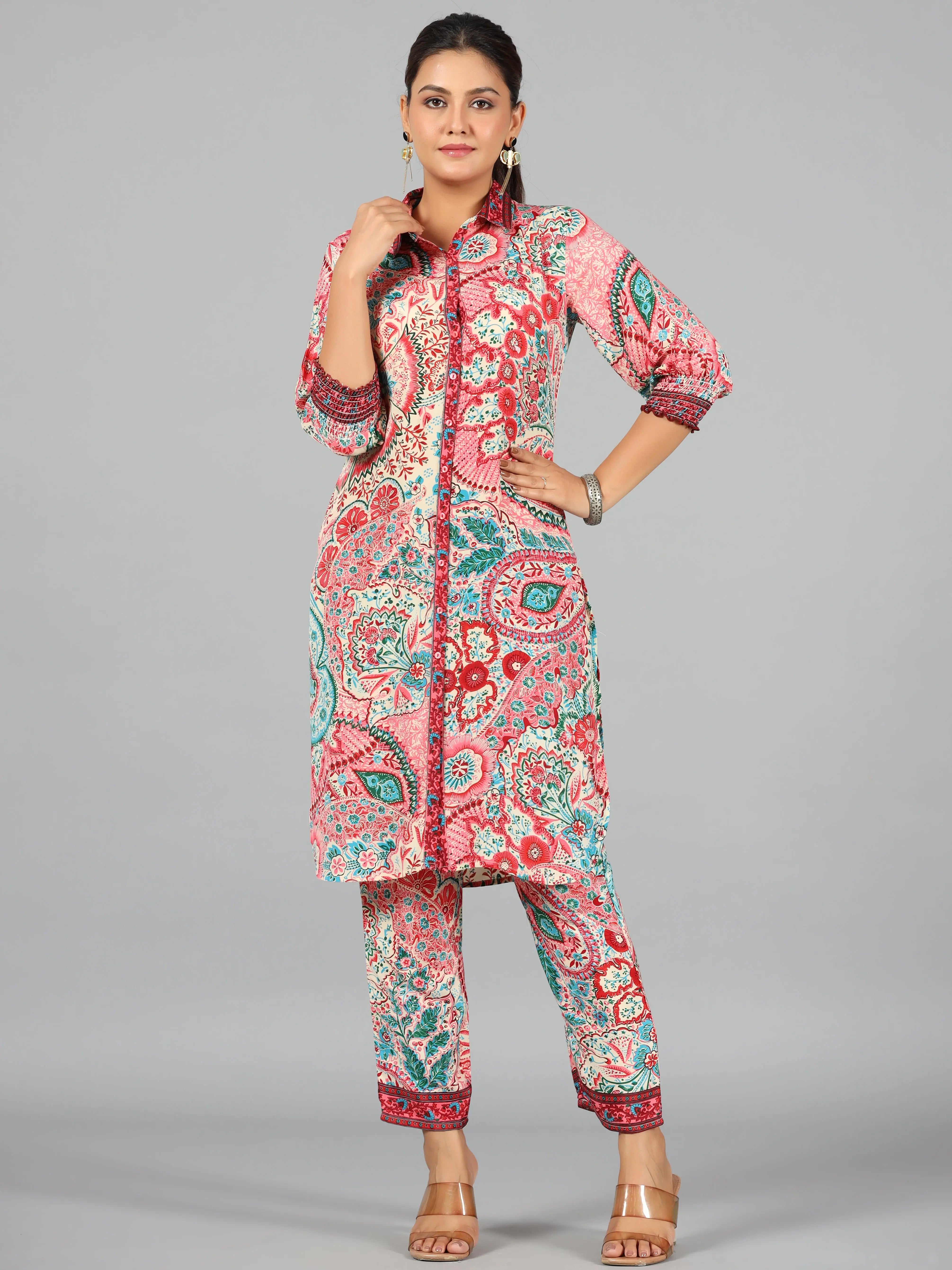 Women Printed Standard Beige Jumpsuits & Sets