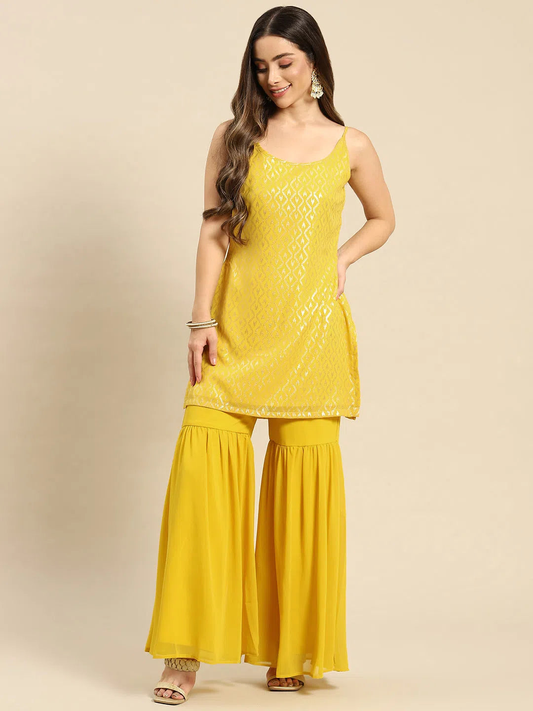 Women Solid Standard Yellow Jumpsuits & Sets