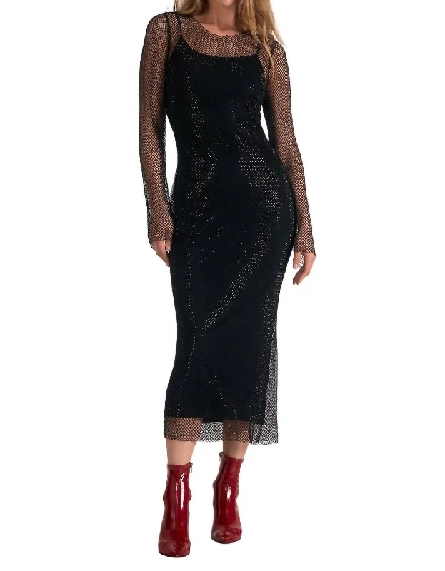 Raven Midi Dress In Black