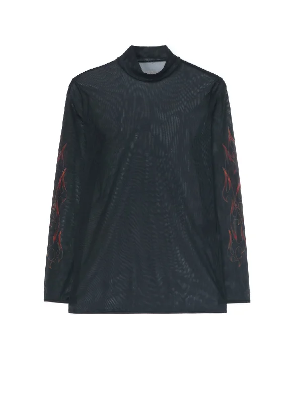 FIRE PRINT TOP WITH MOCK TURTLENECK