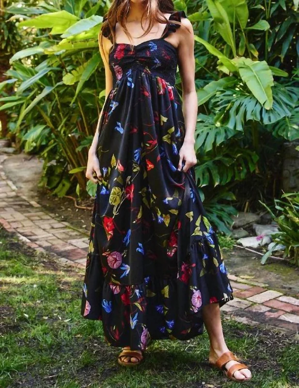 Wrenley Floral Maxi Dress In Black Mutli