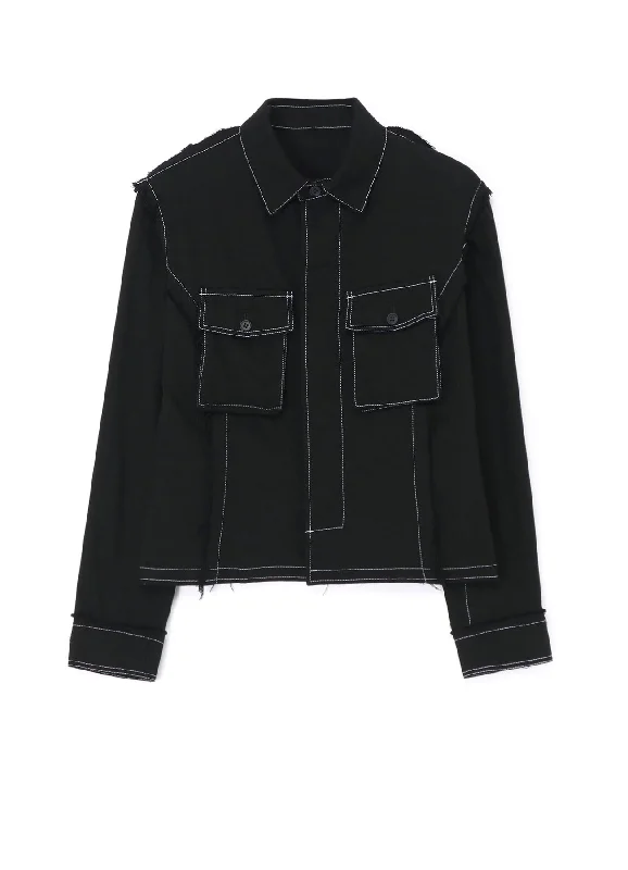 BLACK DENIM SHIRT WITH DOUBLE FLAP POCKETS