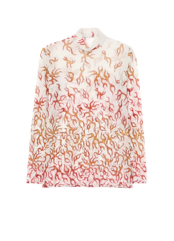 FIRE PRINT TOP WITH MOCK TURTLENECK