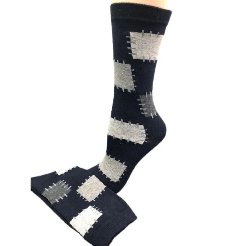 Women's Combed Cotton Crew Socks Quilt Design