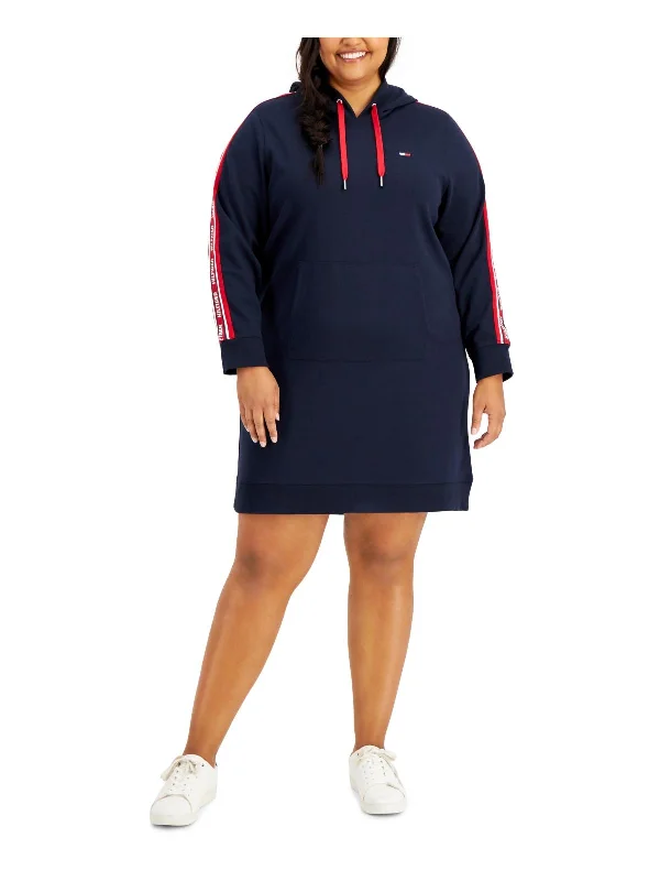 Plus Womens Hoodie Midi Sweatshirt Dress