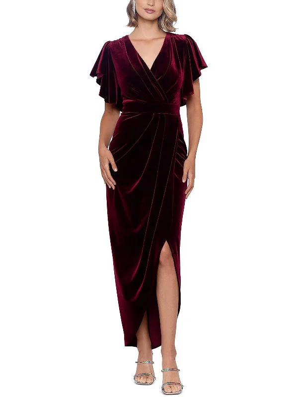 Womens Velvet Maxi Evening Dress