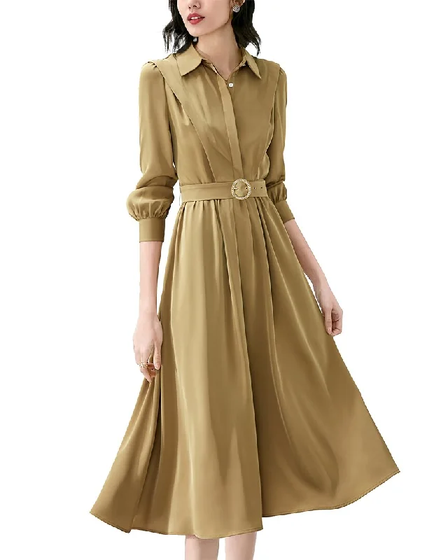 Onebuye Elbow Sleeve Midi Dress