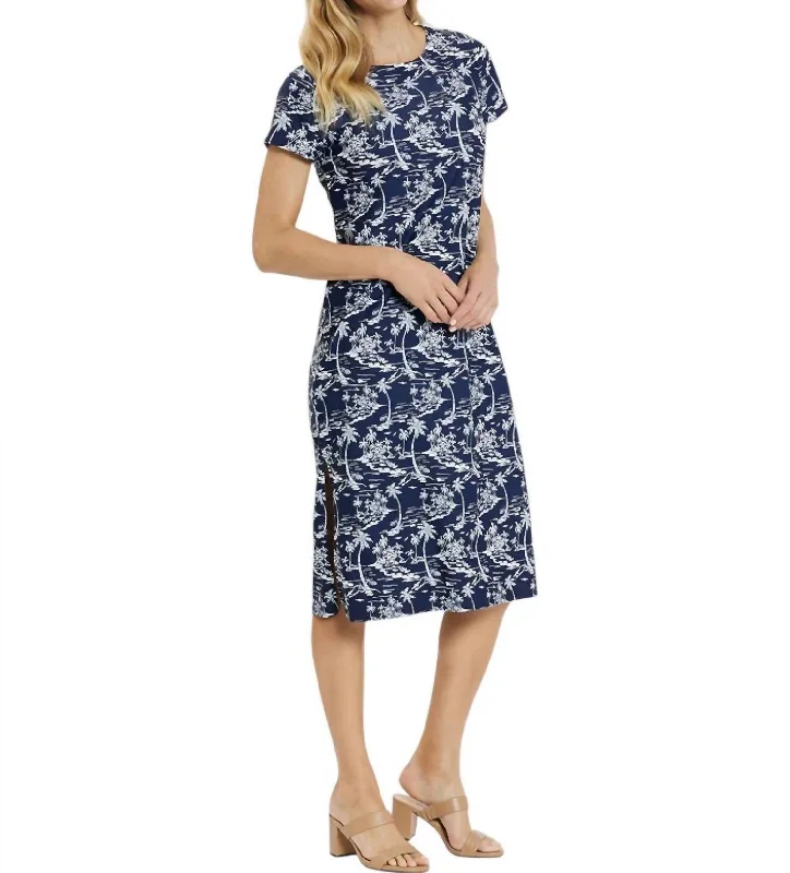 Ella Midi Dress In Island Getaway Navy