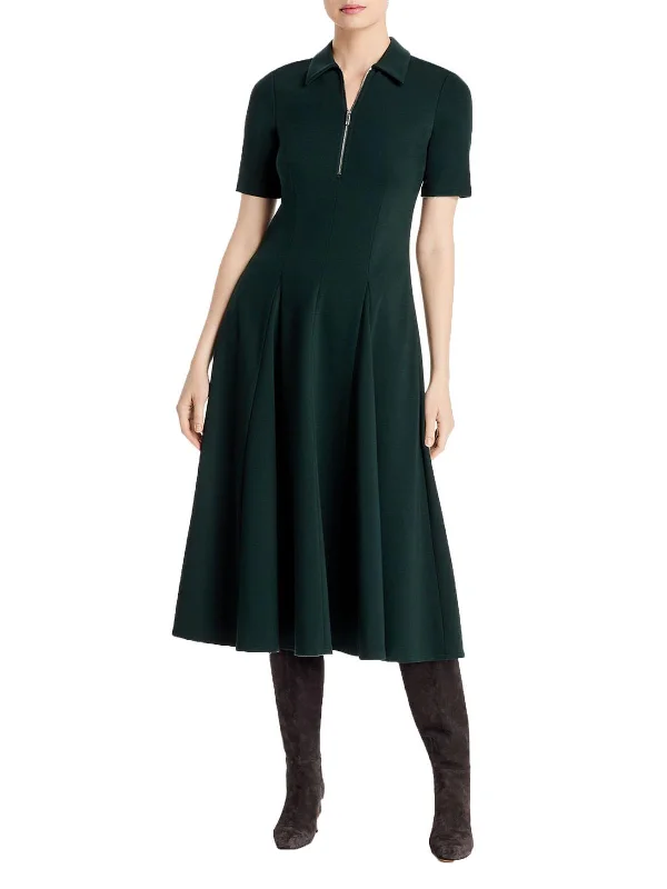 Fallon Womens Collared Knee Midi Dress