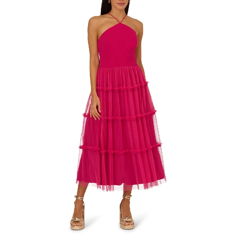 Womens Tiered A-Line Midi Dress