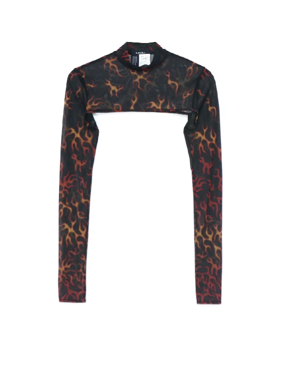 FIRE PRINT EXTREME CROP TOP WITH MOCK TURTLENECK