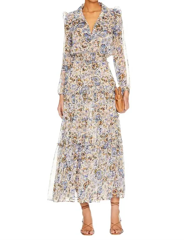 Ahreana Floral Midi Dress In Multi