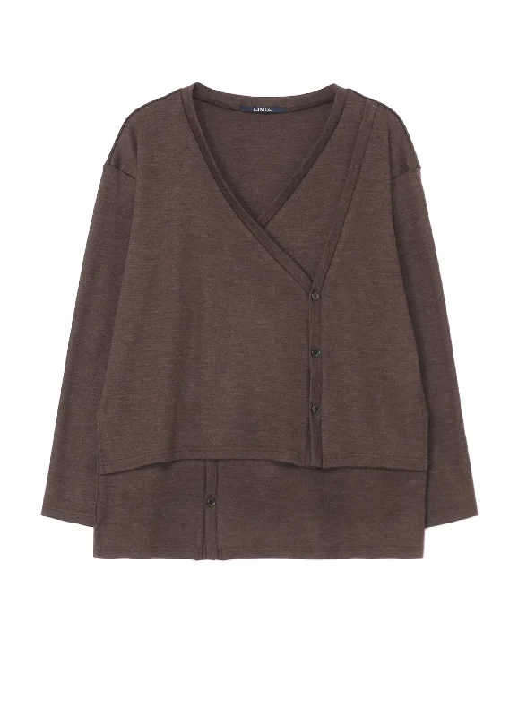 WOOL LAYERED CARDIGAN