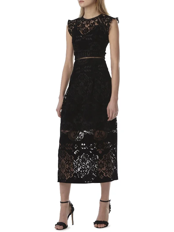 Womens Velvet Midi Cocktail and Party Dress