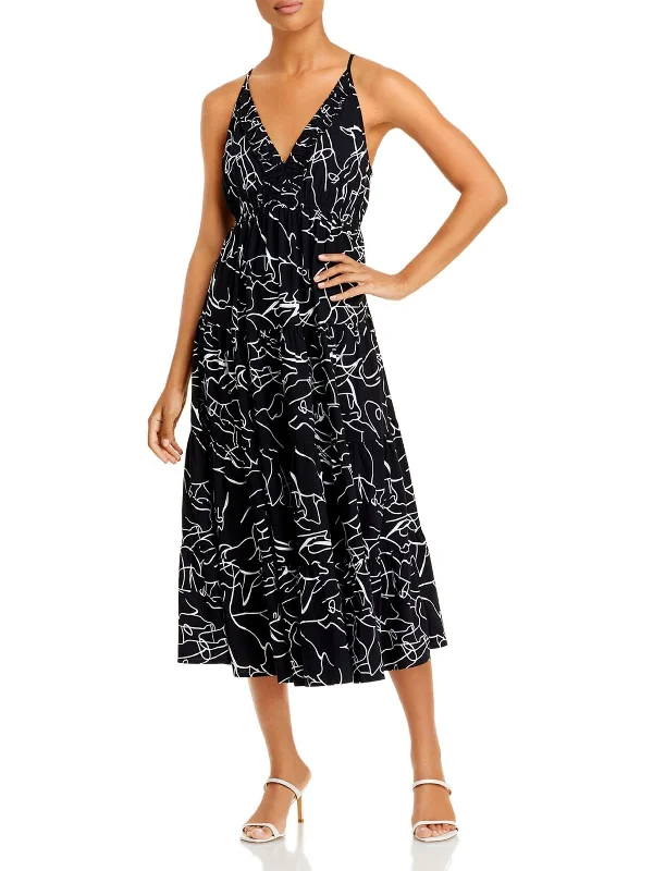 Womens Sleeveless Calf Midi Dress