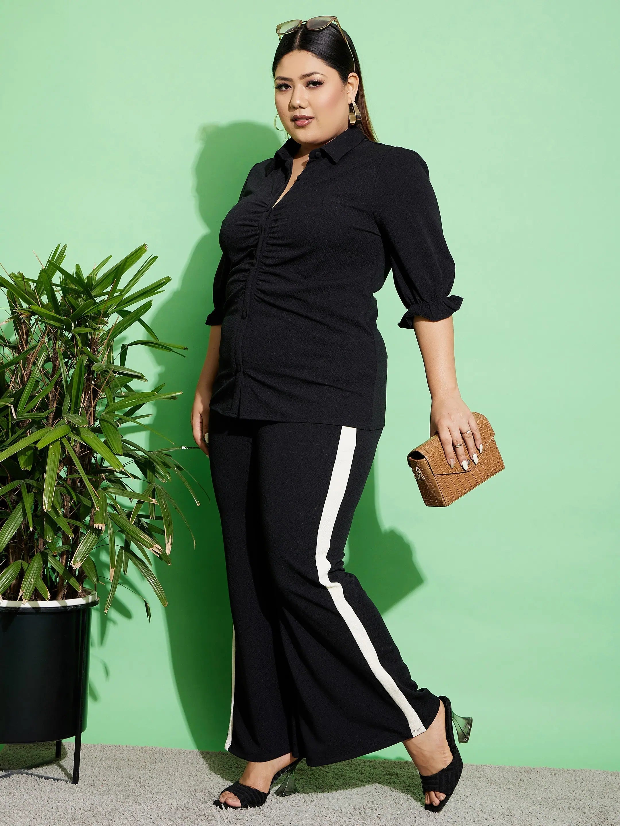 Women Solid Standard Black Jumpsuits & Sets