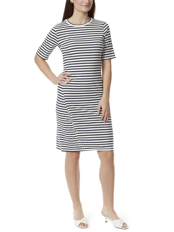 Womens Striped Midi T-Shirt Dress