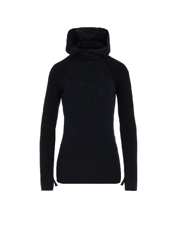 STANDARD WOOL WOSHABLE PLAIN STITCH SIDE HOODED KNITWEAR