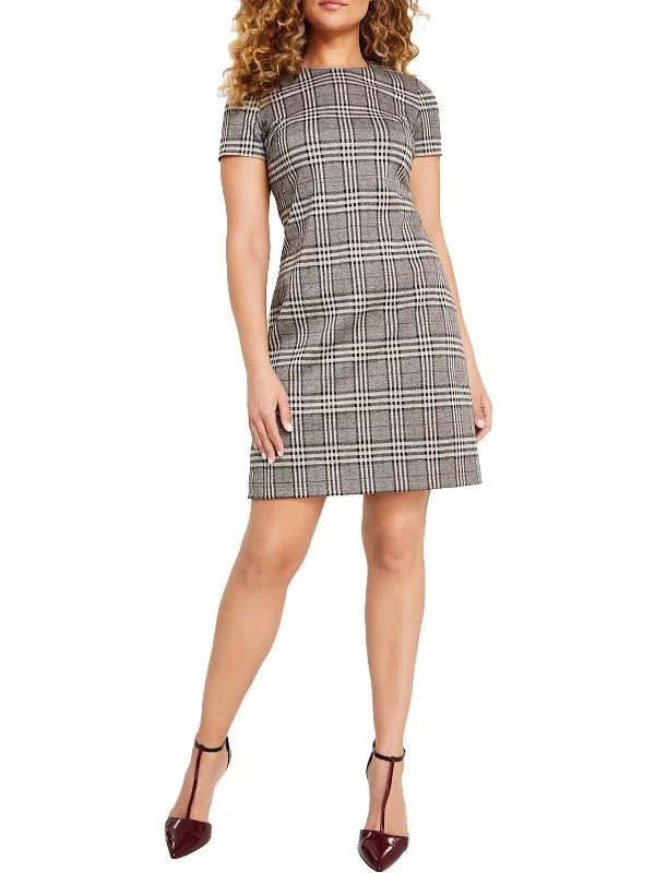 Womens Mini Glen Plaid Sheath Dress