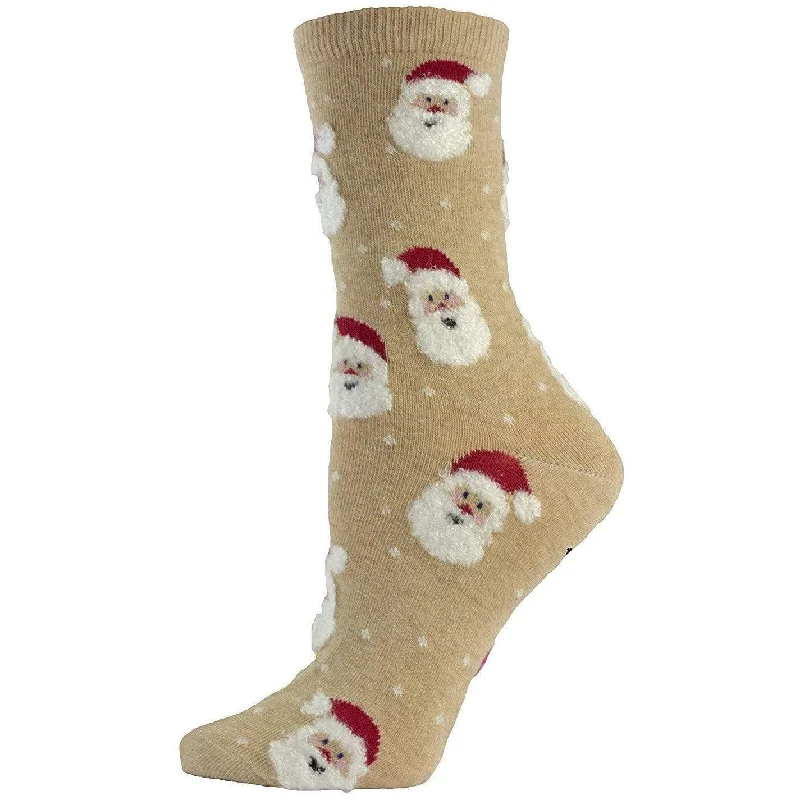 Women's Cotton Crew Socks in Santa Claus Design