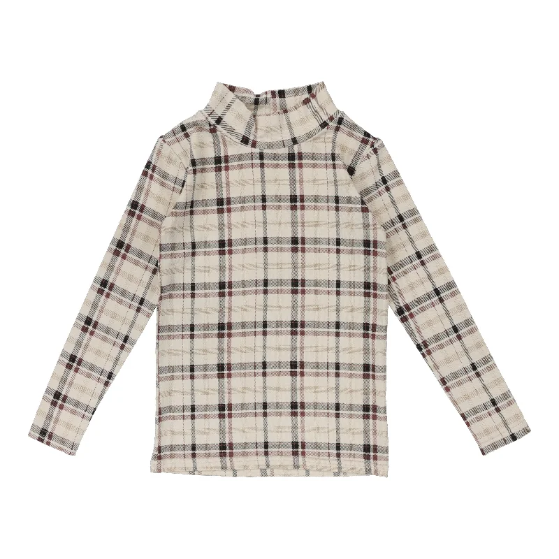 Lil Legs Printed Mockneck - Light Plaid