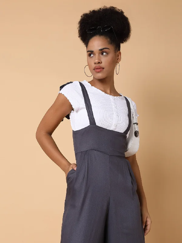 Women Solid Grey Capri Jumpsuit-AE-15970-Grey