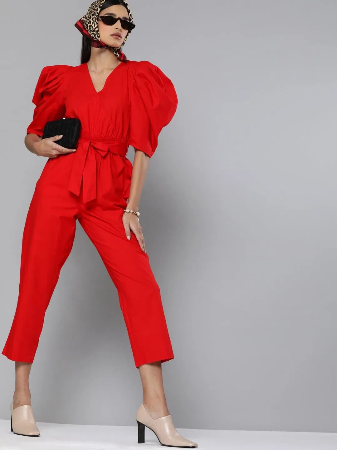 Women Solid Red Jumpsuits & Sets