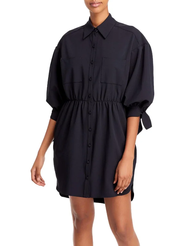 Stacey Womens Collared Midi Shirtdress