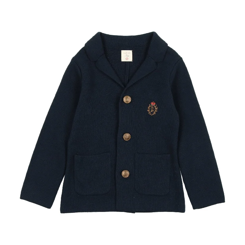 Analogie Crest Knit Blazer - Navy