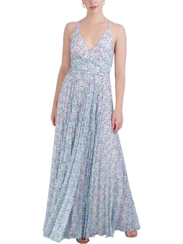 Womens Chiffon Floral Maxi Dress