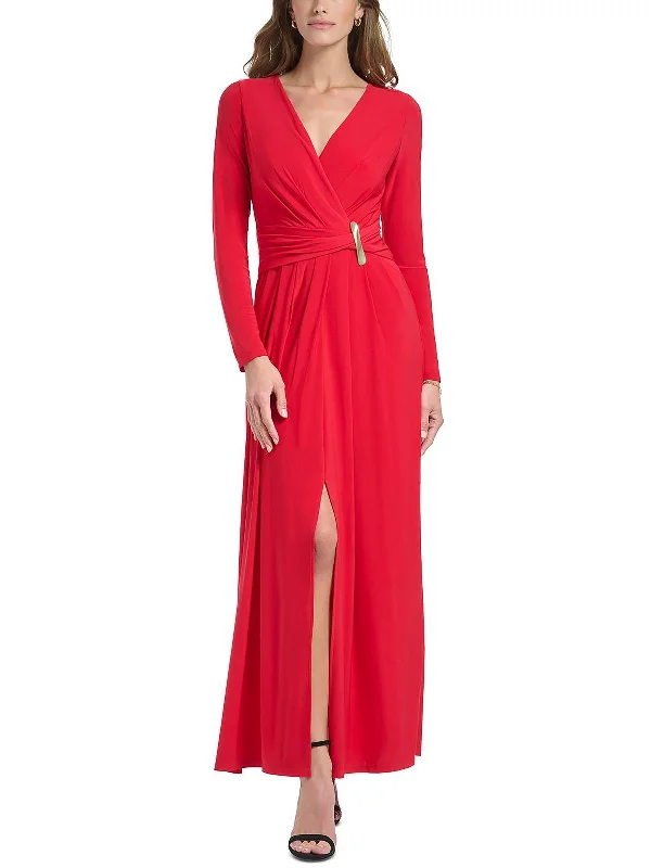 Womens V-Neck Maxi Evening Dress