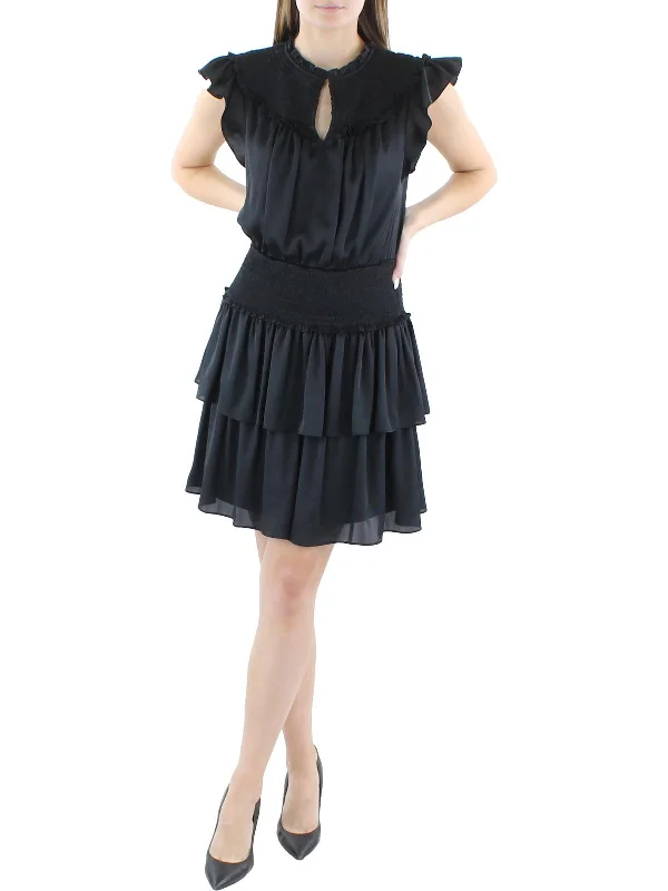 Womens Tiered Ruffle Mini Dress