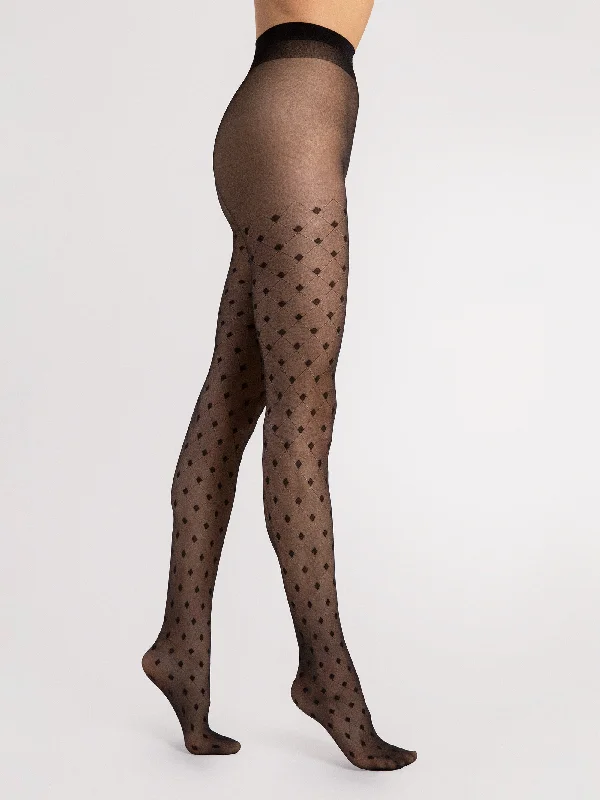 FiORE Hailey Double Diamond Rhombus Patterned Tights 15 Denier