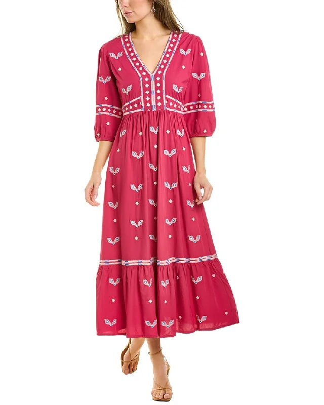 ba&sh Embroidered Midi Dress