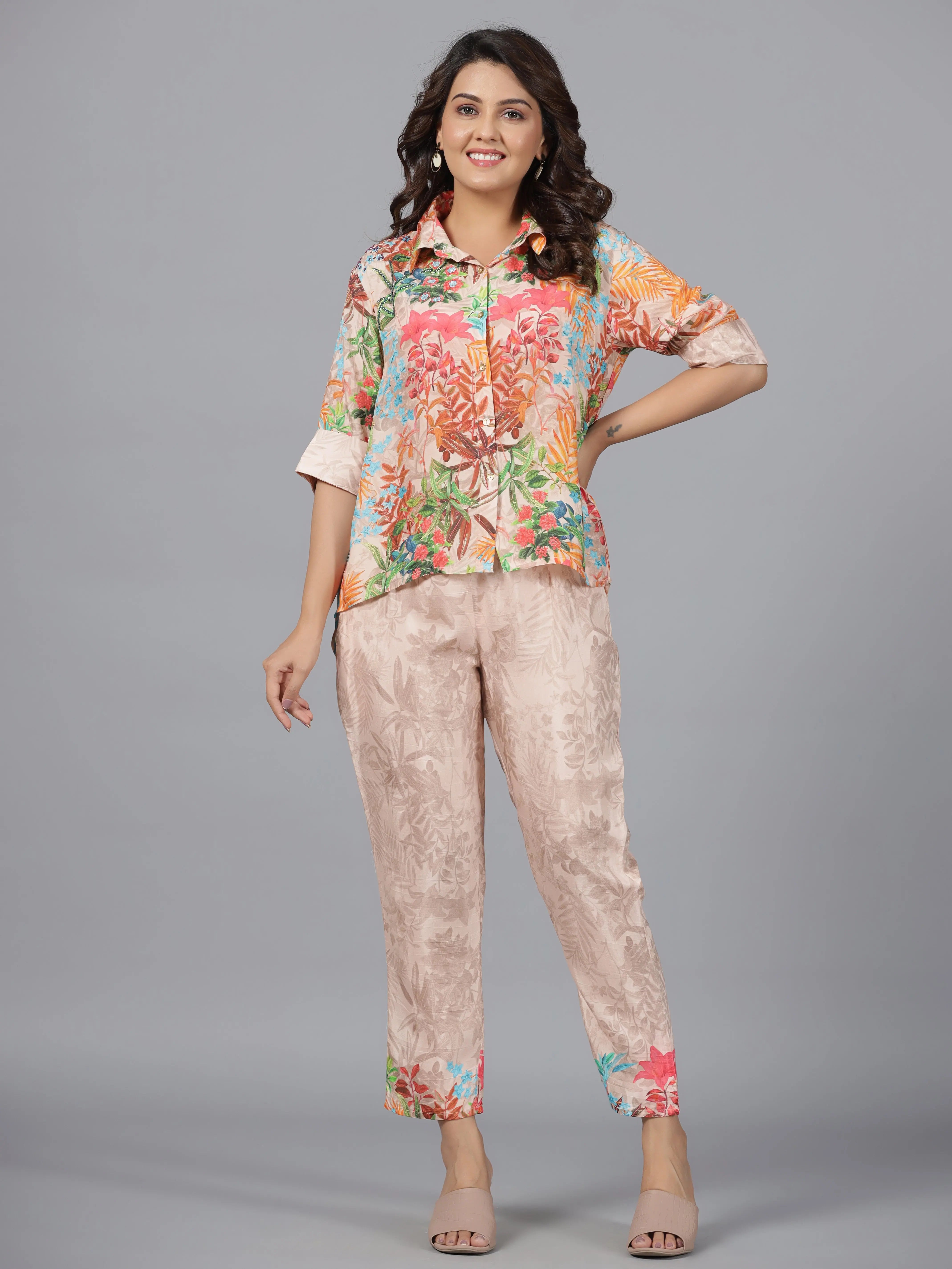 Women Printed Standard Orange Jumpsuits & Sets