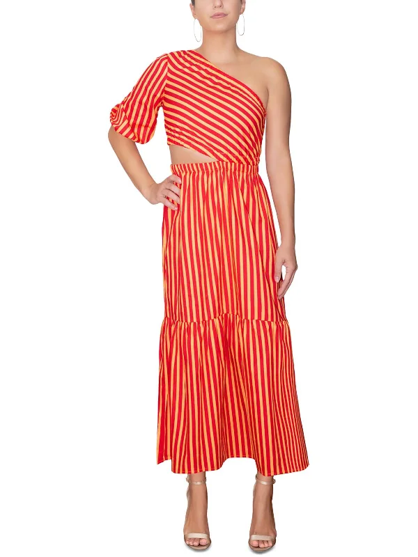 Womens Cotton One-Shoulder Maxi Dress