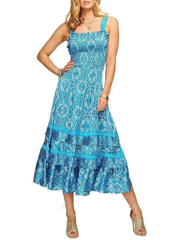 Womens Printed Calf Midi Dress